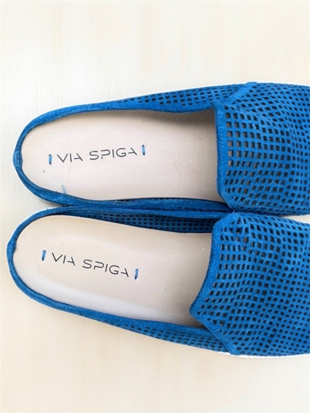 Via Spiga Cobalt Perforated Slip-On Mules - Picture 8 of 11